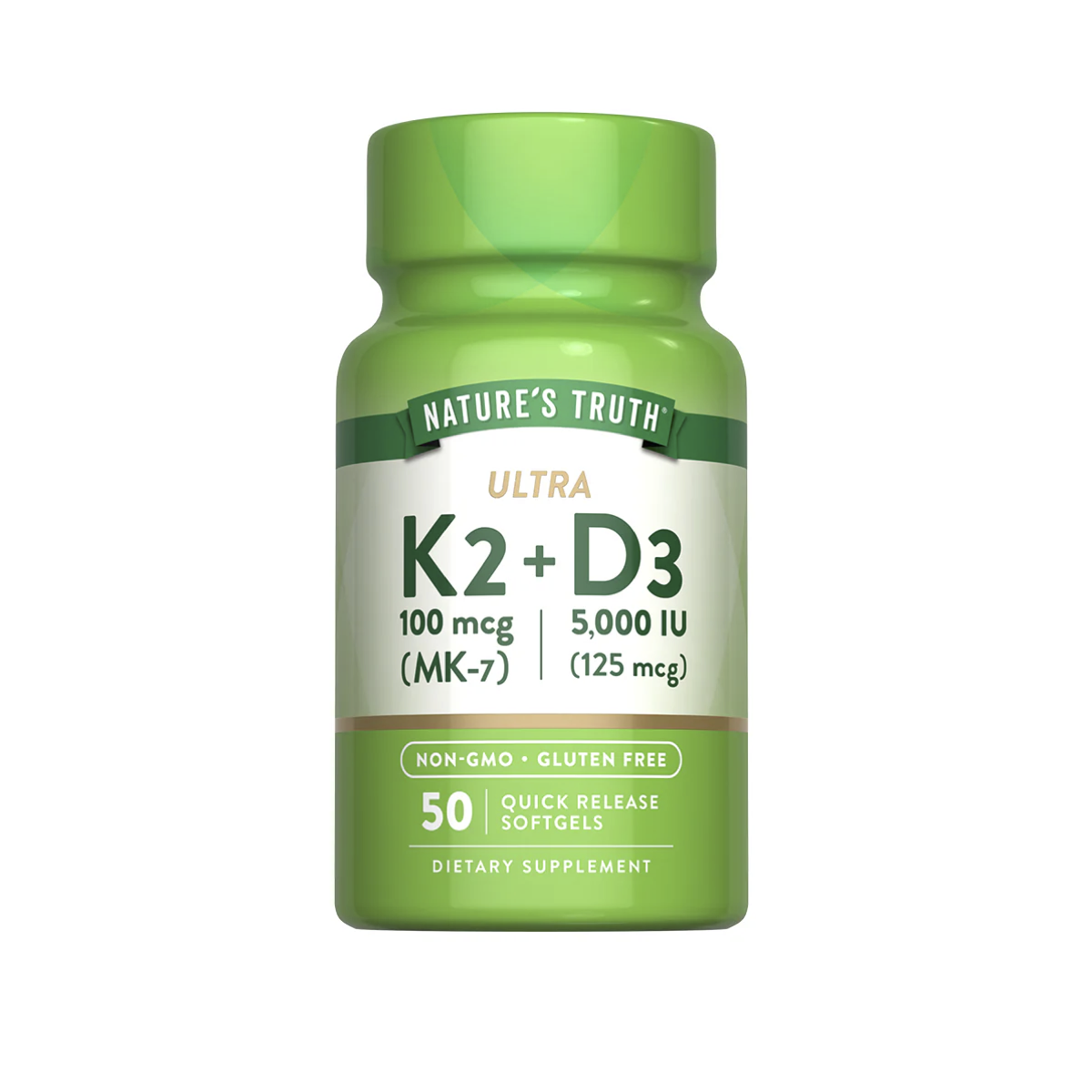 Vitamina D3 5000 Iu + K2 100 mcg, 50 cabs, Nature's Truth, USA-0