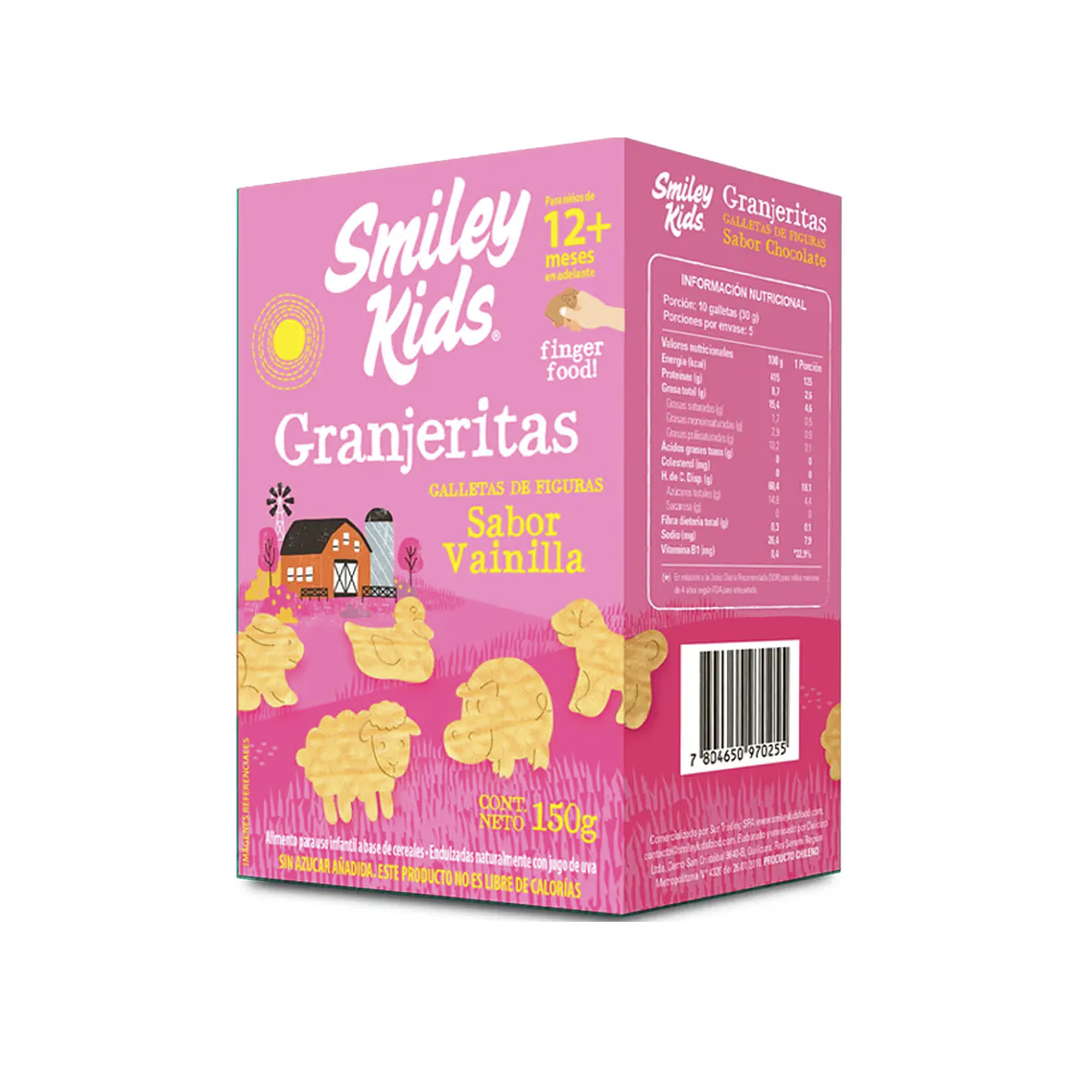 Pack 4 Galletas Para Niños Granjeritas Vainilla, Smiley Kids-1