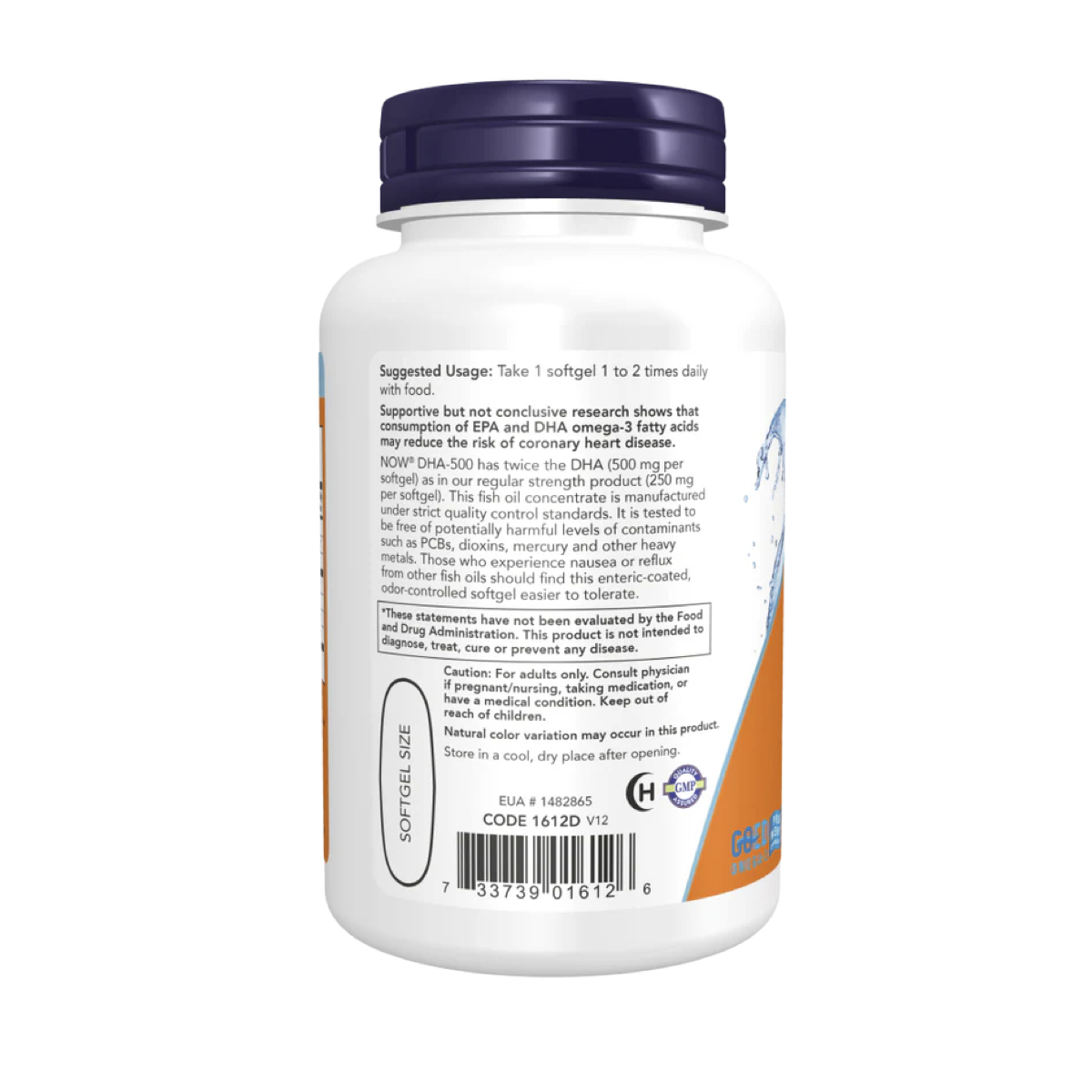 Omega DHA 500, Doble Concentración, 90 Cápsulas, Now, USA-2