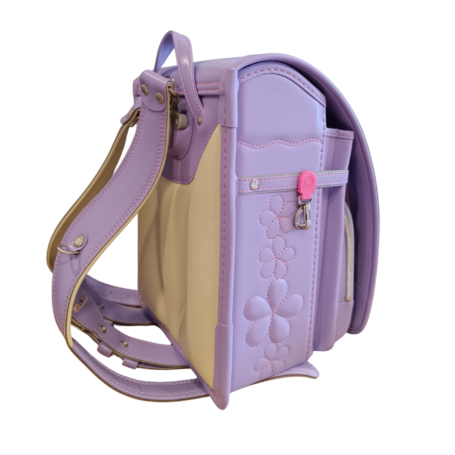 Mochila Japonesa Premium Tipo Randoseru Diseño Lila Flor-2