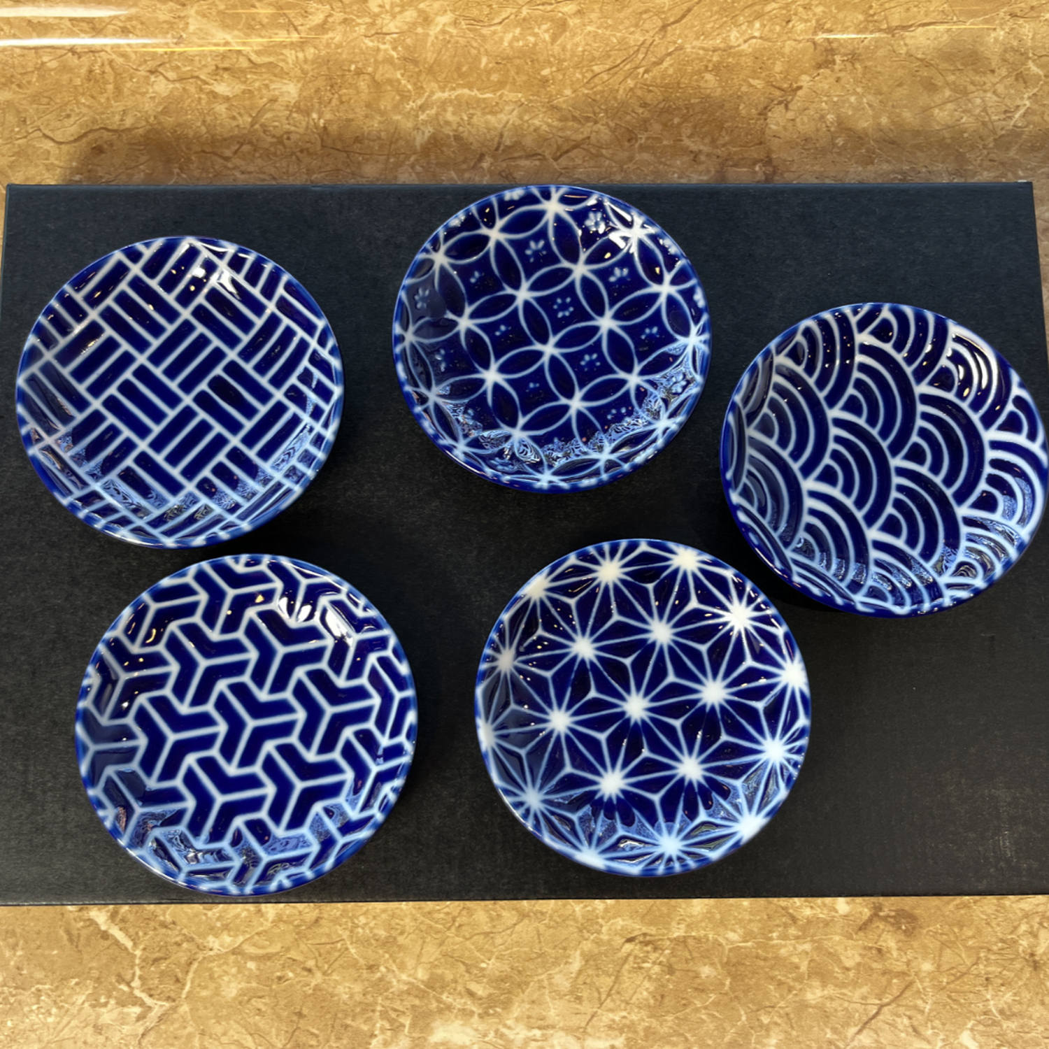 Mini Platos Japoneses Tintura Índigo Diseño Edo Komon-3