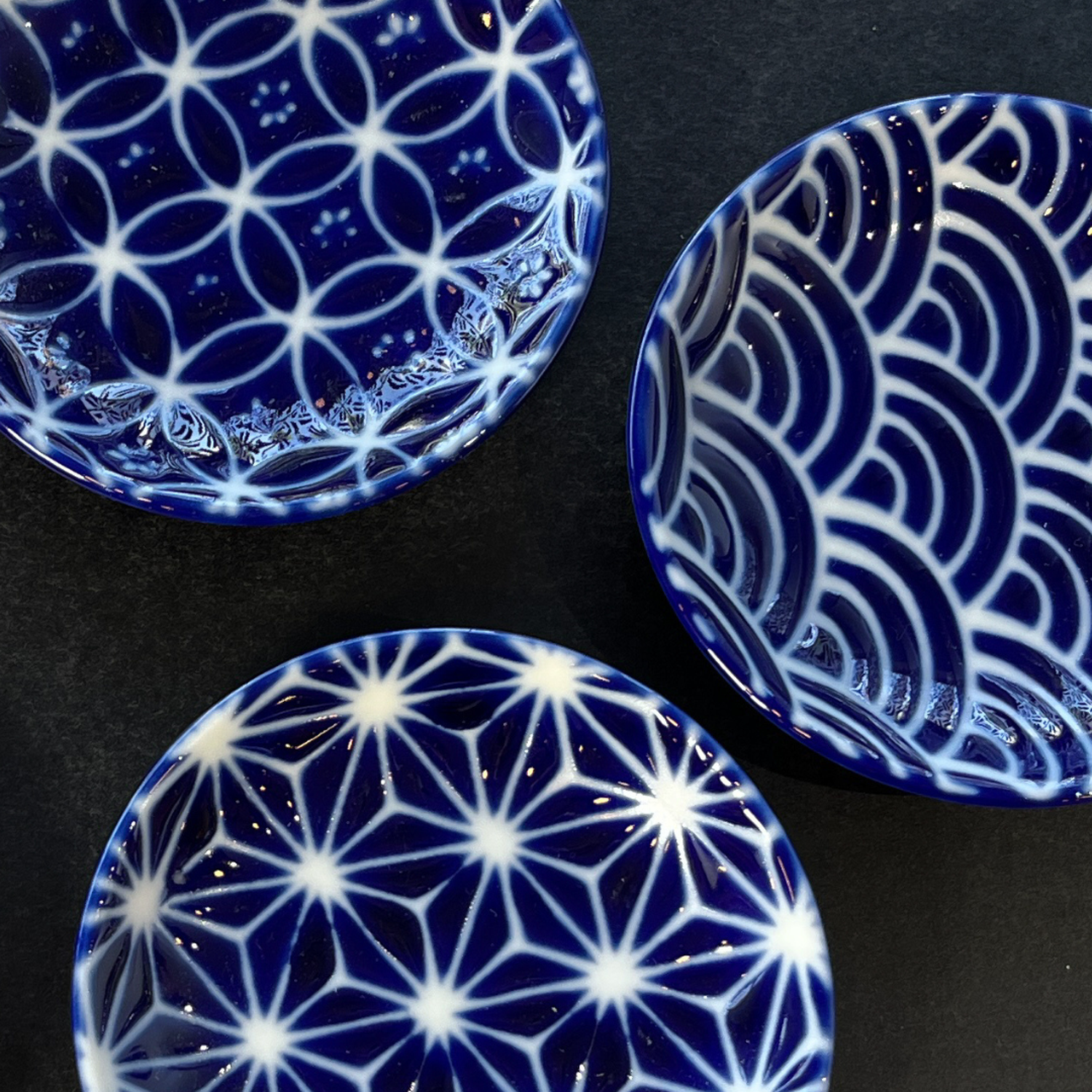 Mini Platos Japoneses Tintura Índigo Diseño Edo Komon-4