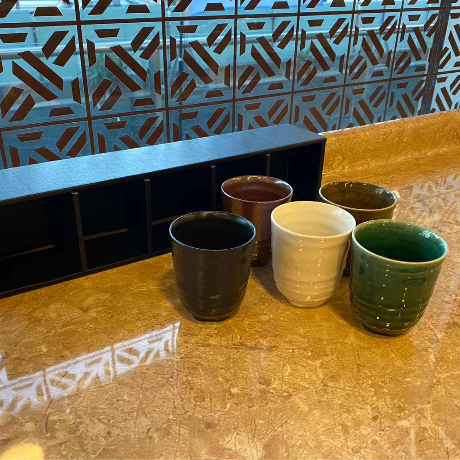 Set Juego Tazas Té Japonés Cinco Colores Diseño Set Yuzen Meguri-3