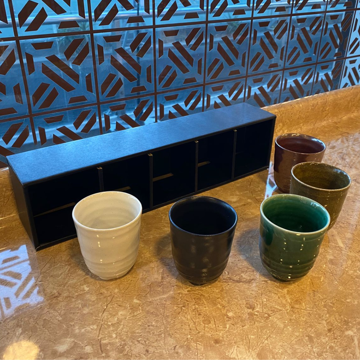 Set Juego Tazas Té Japonés Cinco Colores Diseño Set Yuzen Meguri-4