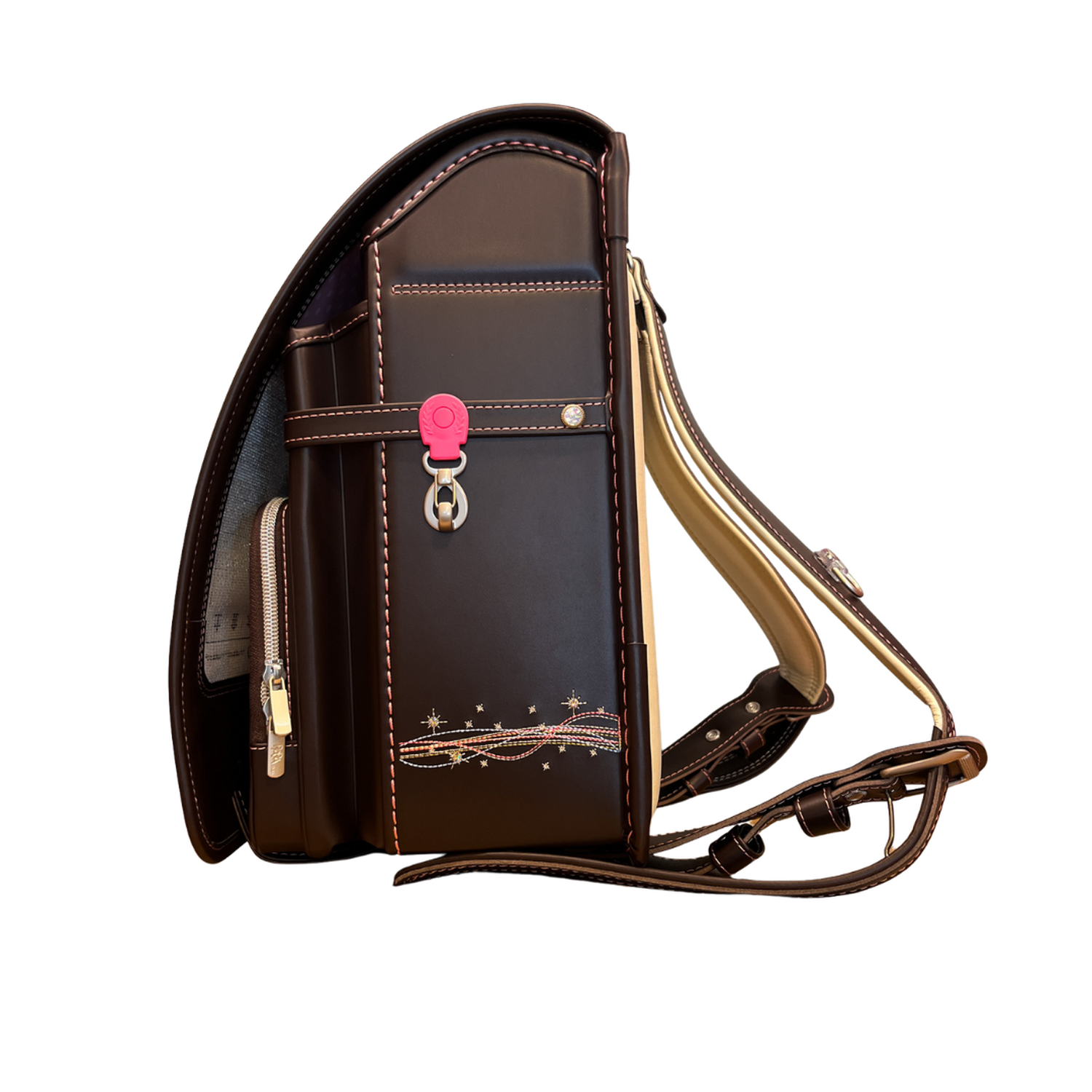 Mochila Japonesa Premium Tipo Randoseru Diseño Café Lazo Rosa-5