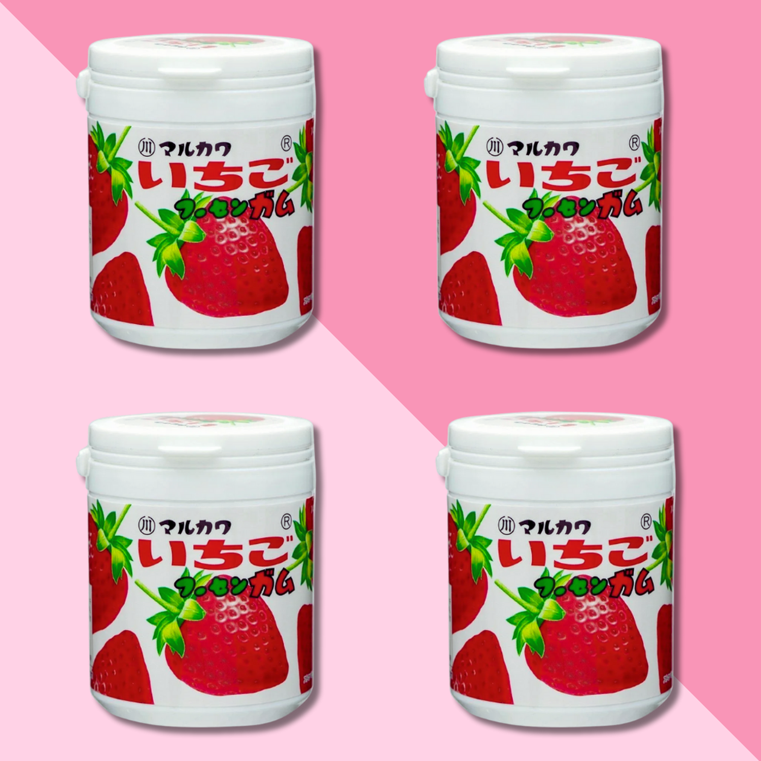 Pack 4 Botellas Chicle Mármol Fresa Marukawa 130 Gr-1