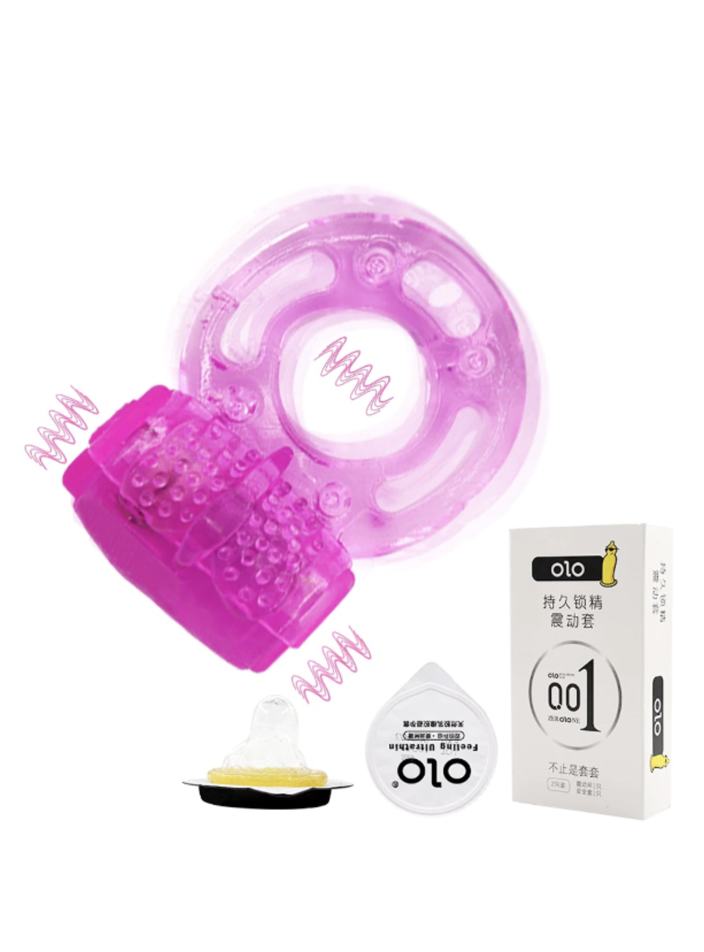 CONDONES OLO 1 LATEX NATURAL CON ANILLO VIBRADOR-0