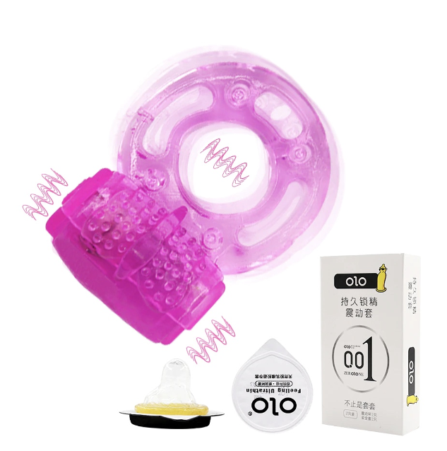 CONDONES OLO 1 LATEX NATURAL CON ANILLO VIBRADOR-1