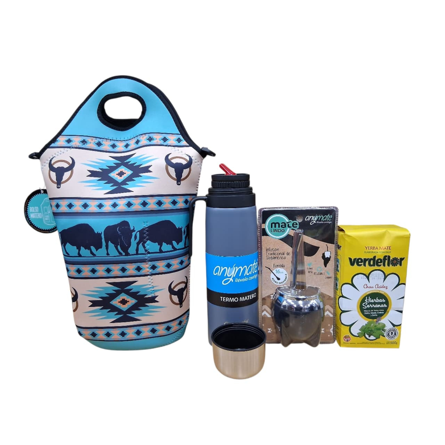 Pack Matero Bolso Termo 900ml Yerba 500g Mate Anymate-4