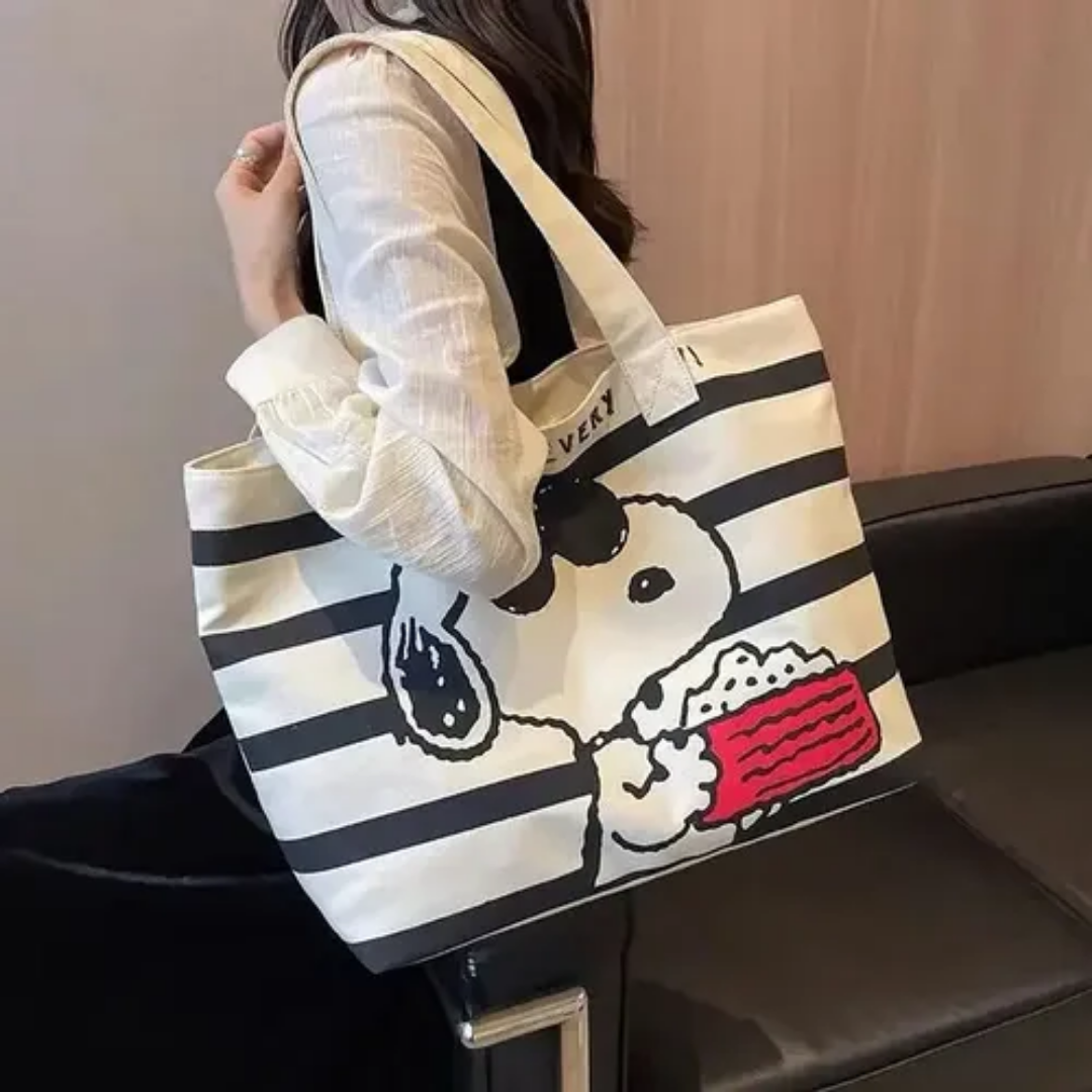 Bolso Snoopy 35x39 Hermoso Bolso Retro Cute Cartera Blanco-2