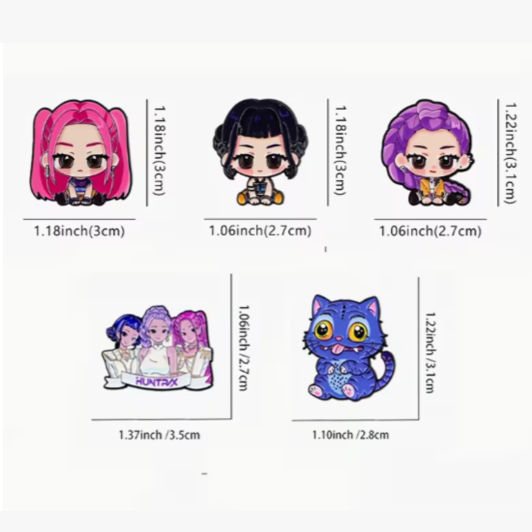 5 Pines Kpop Demon Hunters Broches Guerreras K pop Huntrix Rosa-2