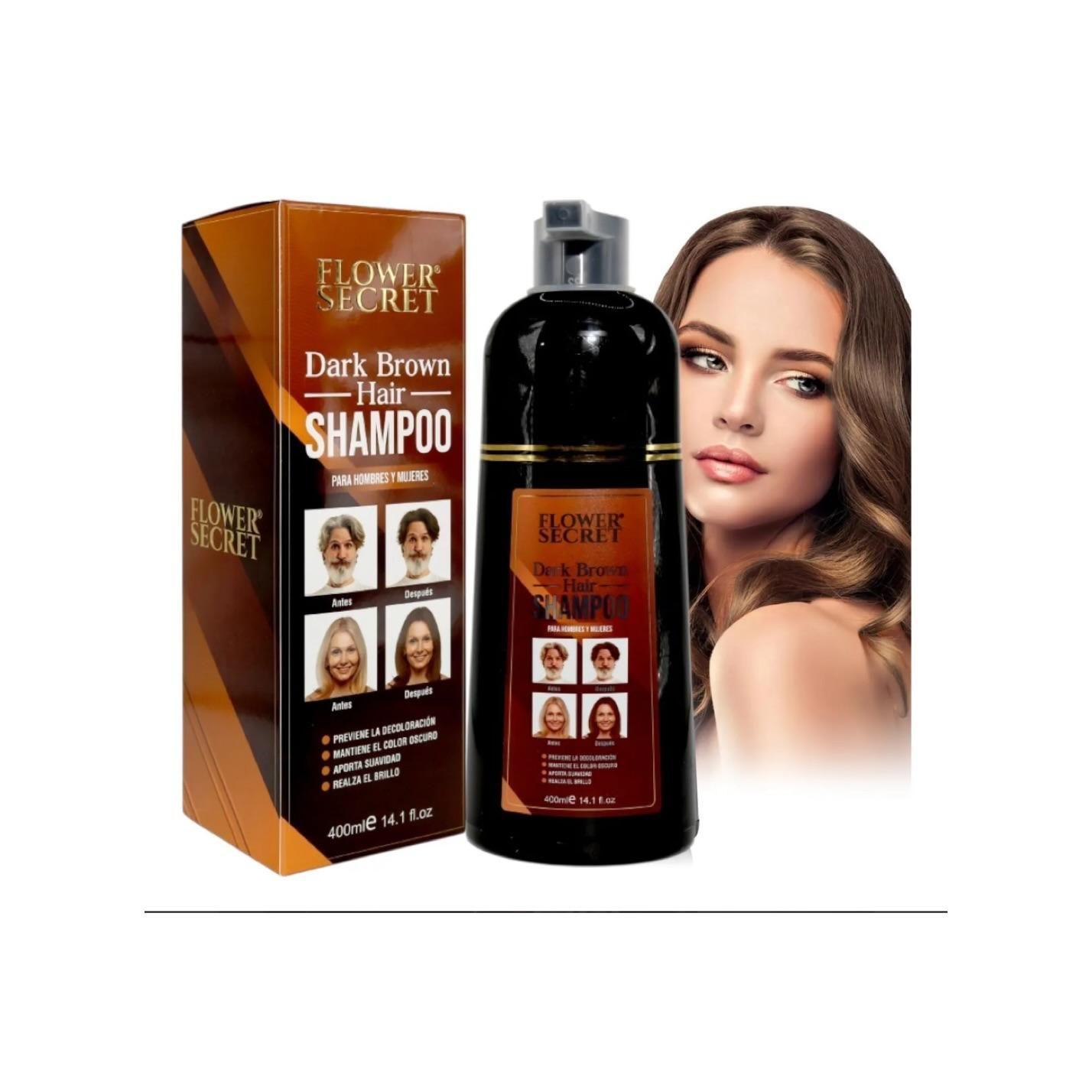 Shampoo Tinte Cubre Canas Marrón Oscuro Reparador Suavizante-0