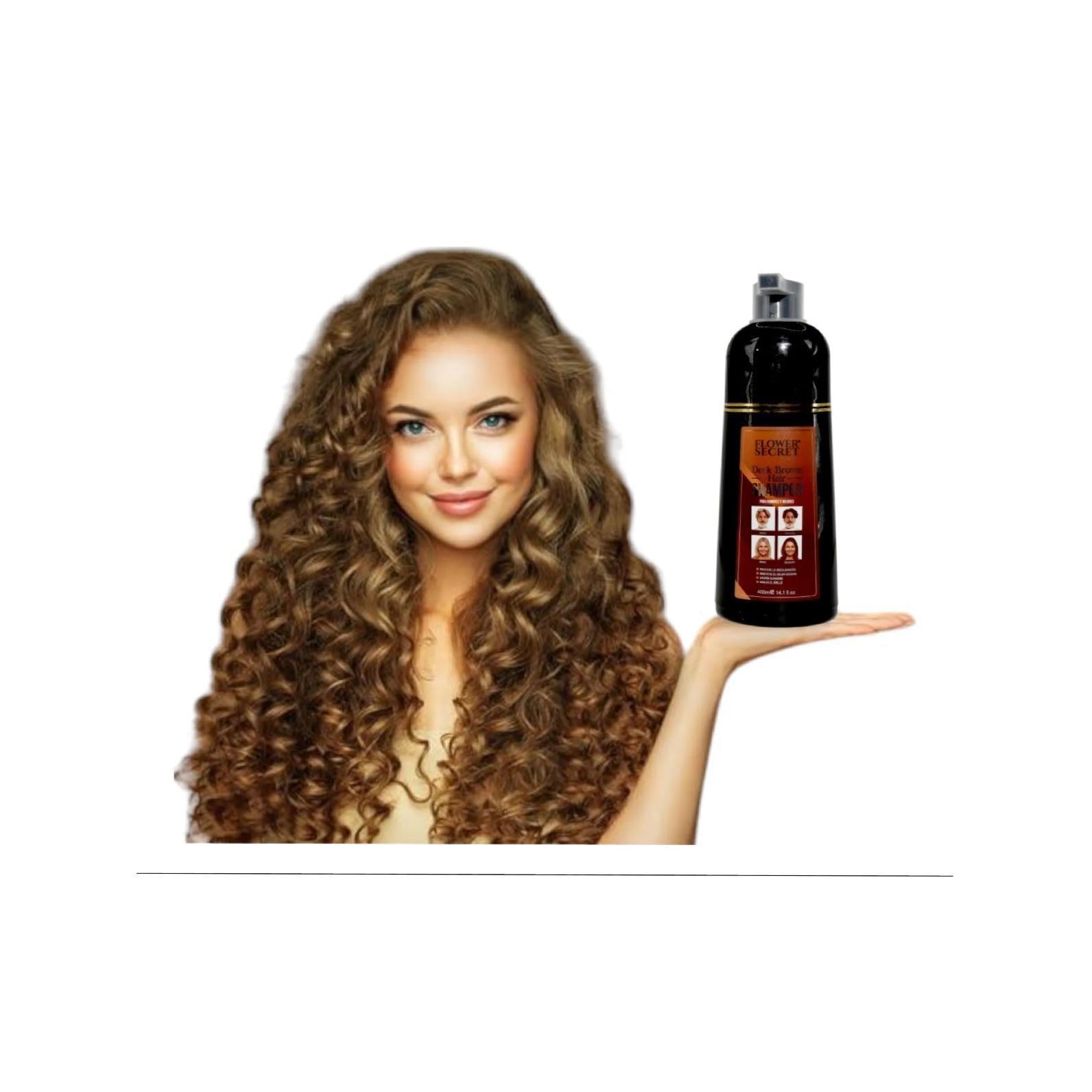 Shampoo Tinte Cubre Canas Marrón Oscuro Reparador Suavizante-1