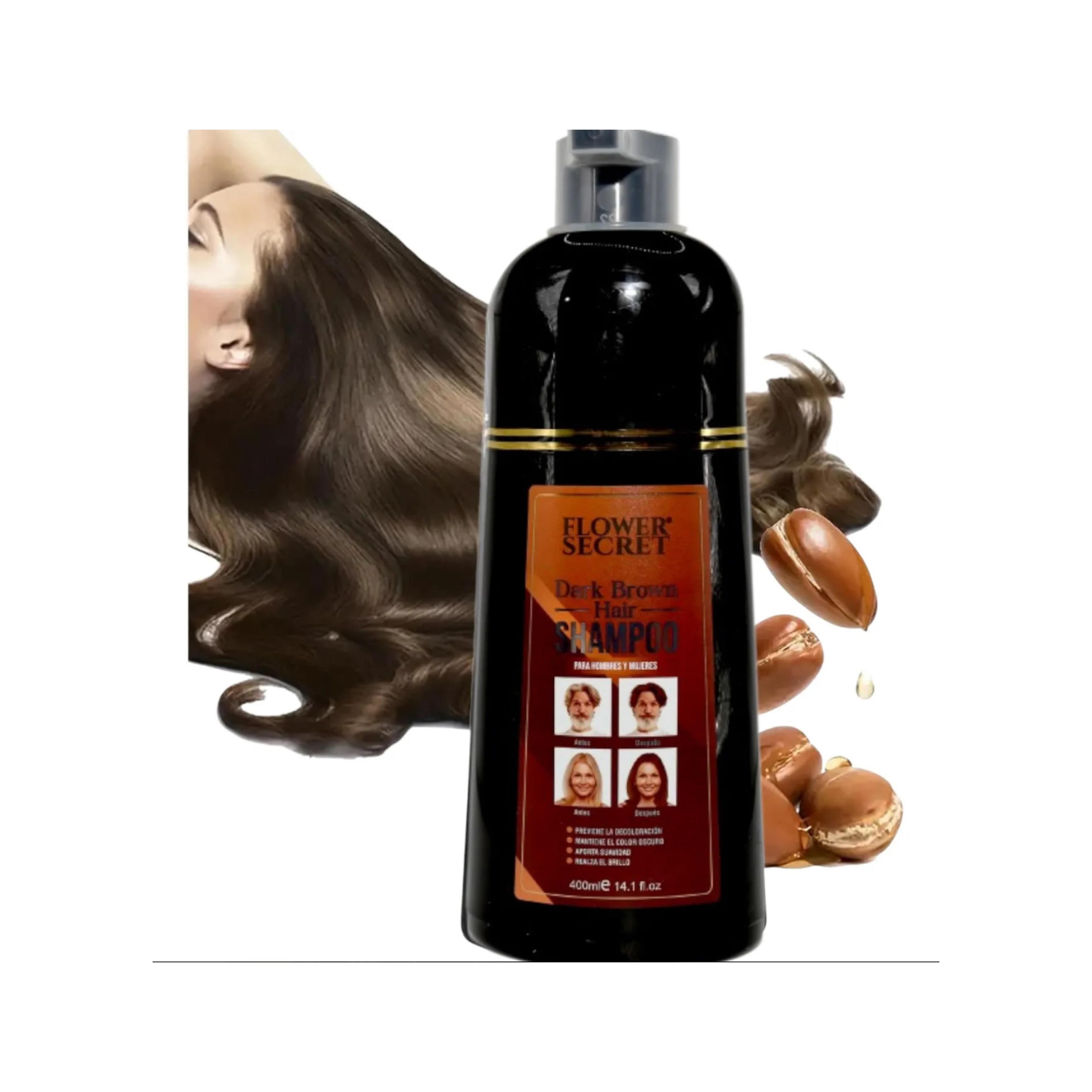 Shampoo Tinte Cubre Canas Marrón Oscuro Reparador Suavizante-2