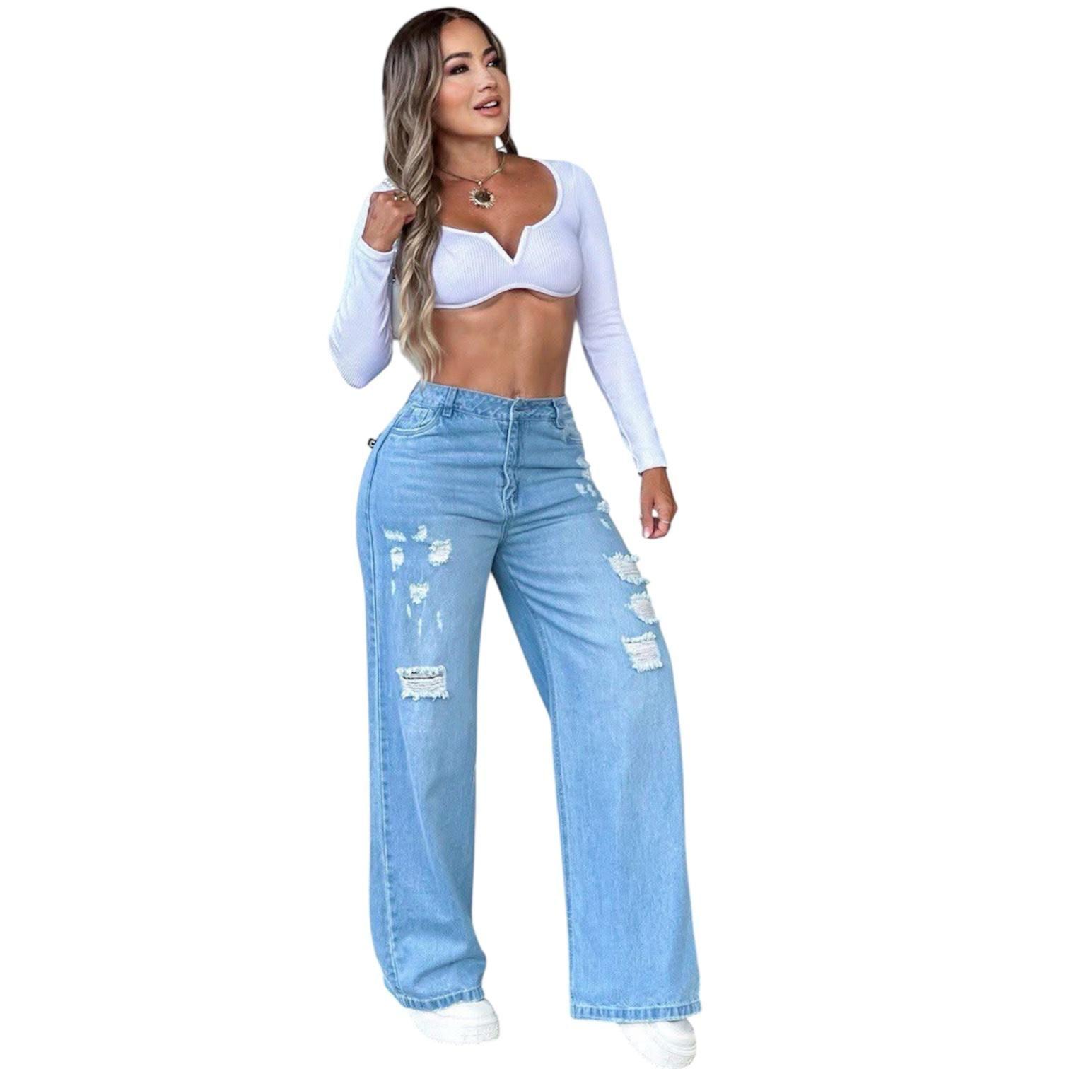 Jeans Colombiano Bellota Palazzo TYT Bota Ancha -0