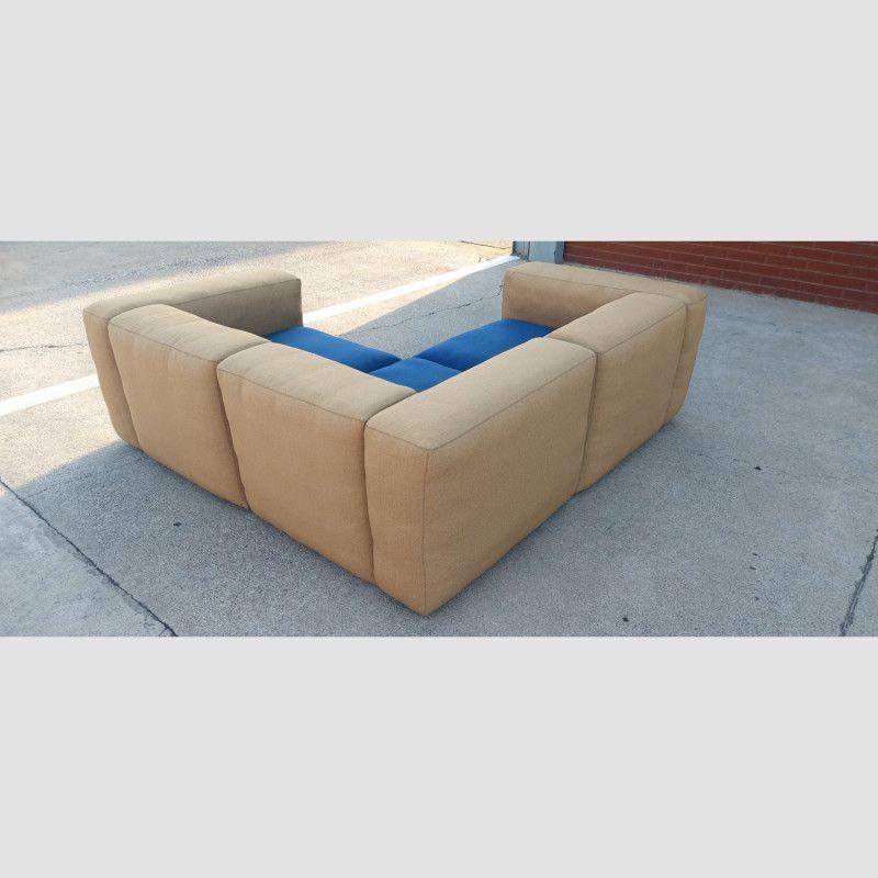 HAY Sofa 3 Sectional en L Mags Soft, Beige y Azul-3
