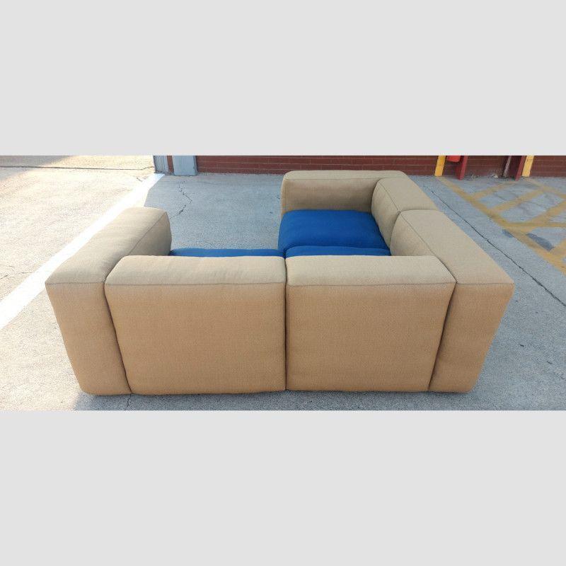 HAY Sofa 3 Sectional en L Mags Soft, Beige y Azul-5