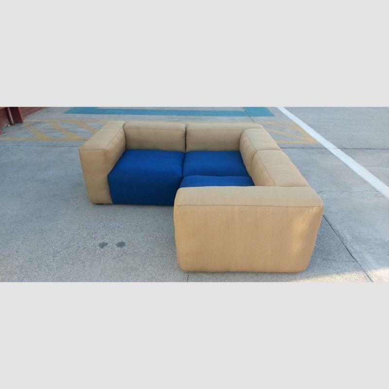 HAY Sofa 3 Sectional en L Mags Soft, Beige y Azul-6