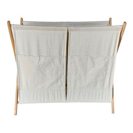 Cesto Doble de Ropa con Bolsillo Beige Torne-1
