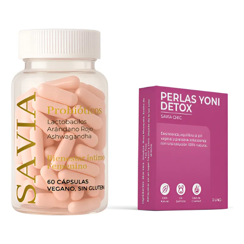 Pack Perla Yoni Detox + Probioticos Mujer Savia Salud Intima Sin Sabor-0