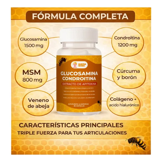 Glucosamina Condroitina Apitoxina 60 Cápsulas Savia Chic Sin Sabor-2