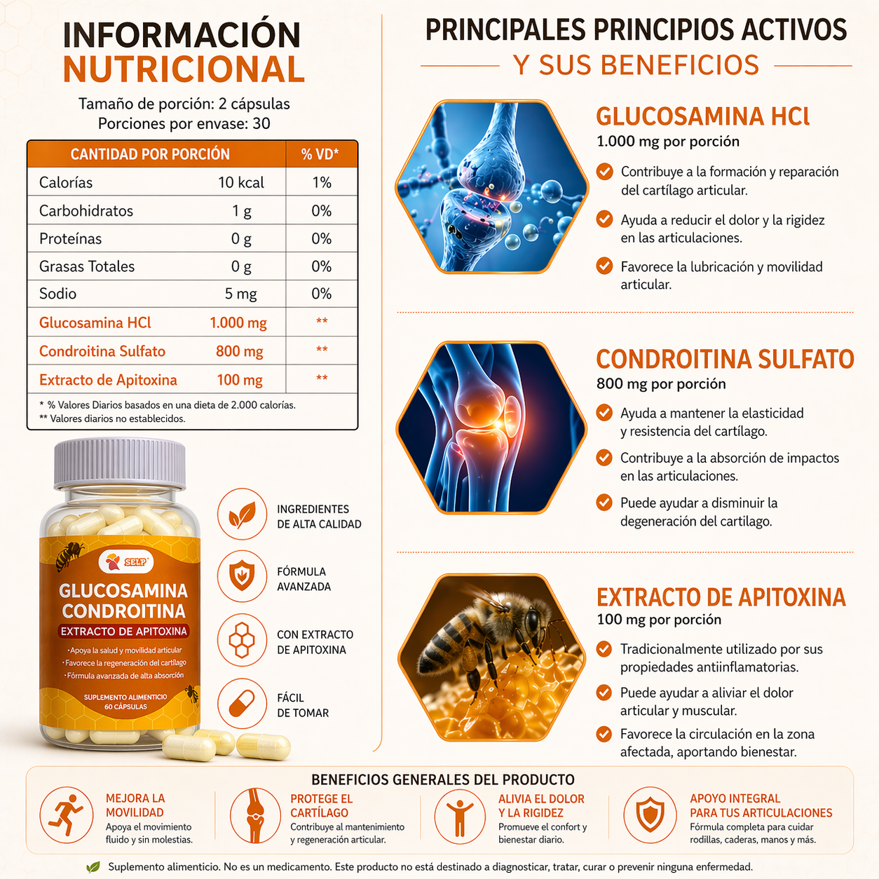 Glucosamina Condroitina Apitoxina 60 Cápsulas Savia Chic Sin Sabor-4