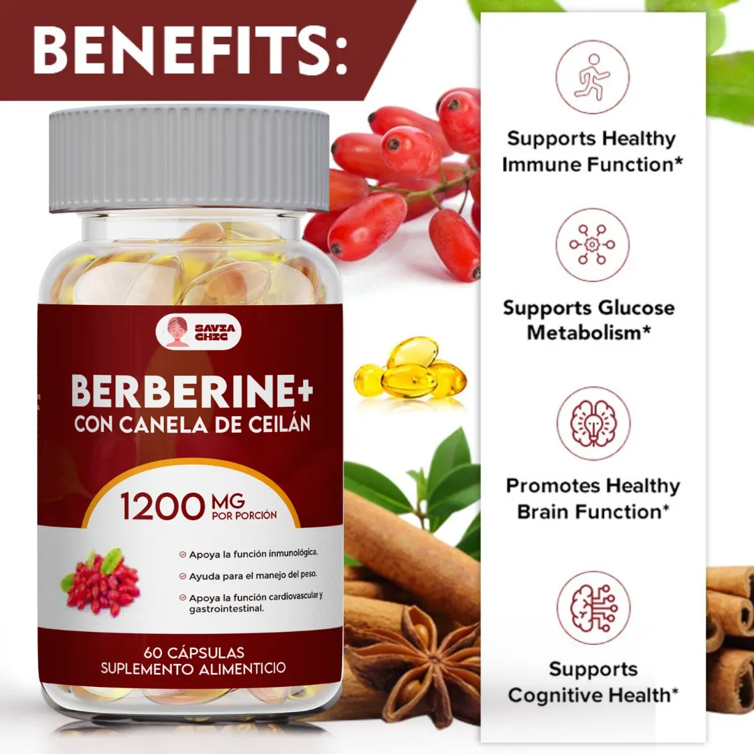 Berberina 1200mg Para Quemar Grasa Y Controlar Azucar Sin Sabor-1