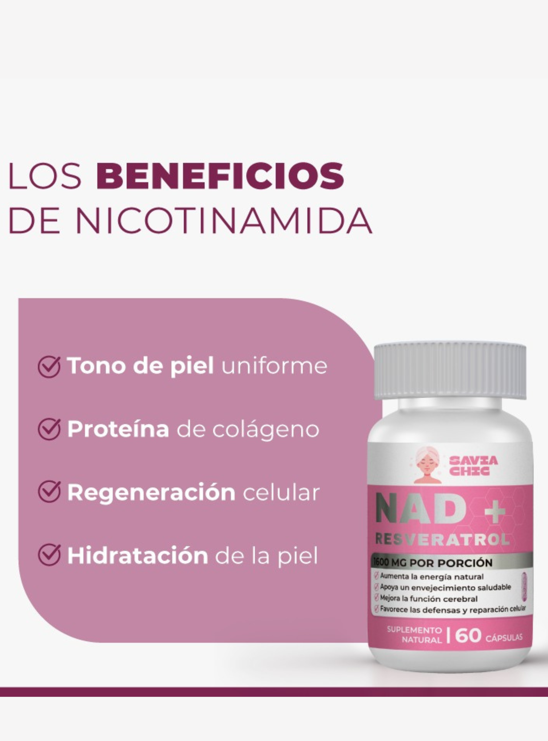 NAD+ Resveratrol 1600Mg - 60 capsulas-1