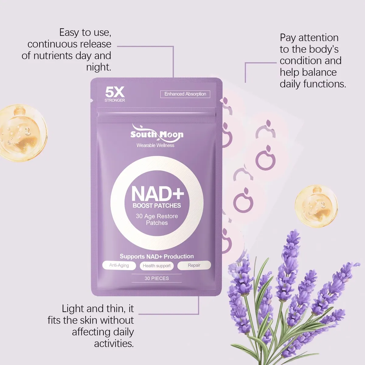 30 Parches Nad+ Antiage Energía Bienestar Transdérmico-4