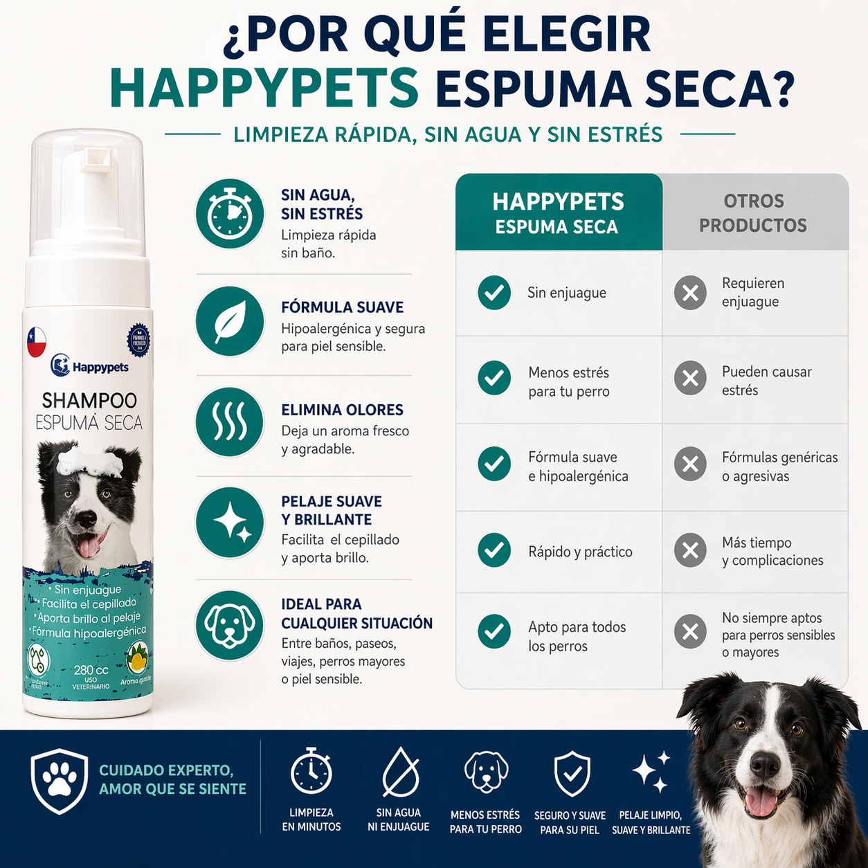 Shampoo Espuma Seca Para Perros Sin Enjuague 280cc-3