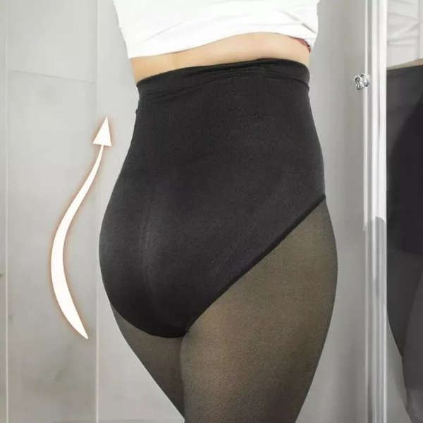 Pack 2 Pantys Efecto Piel con Polar y Faja Reductora – Elegancia y Abrigo en una Sola Prenda-3