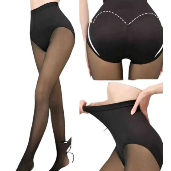 Pack 2 Pantys Efecto Piel con Polar y Faja Reductora – Elegancia y Abrigo en una Sola Prenda-5