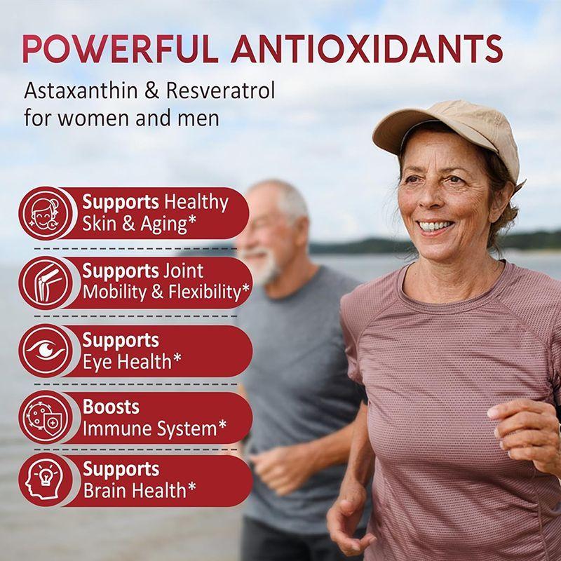 Astaxantina derivado de alga,  Antioxidantes para Piel, Ojos y Salud General 20mg 60 Capsulas-2