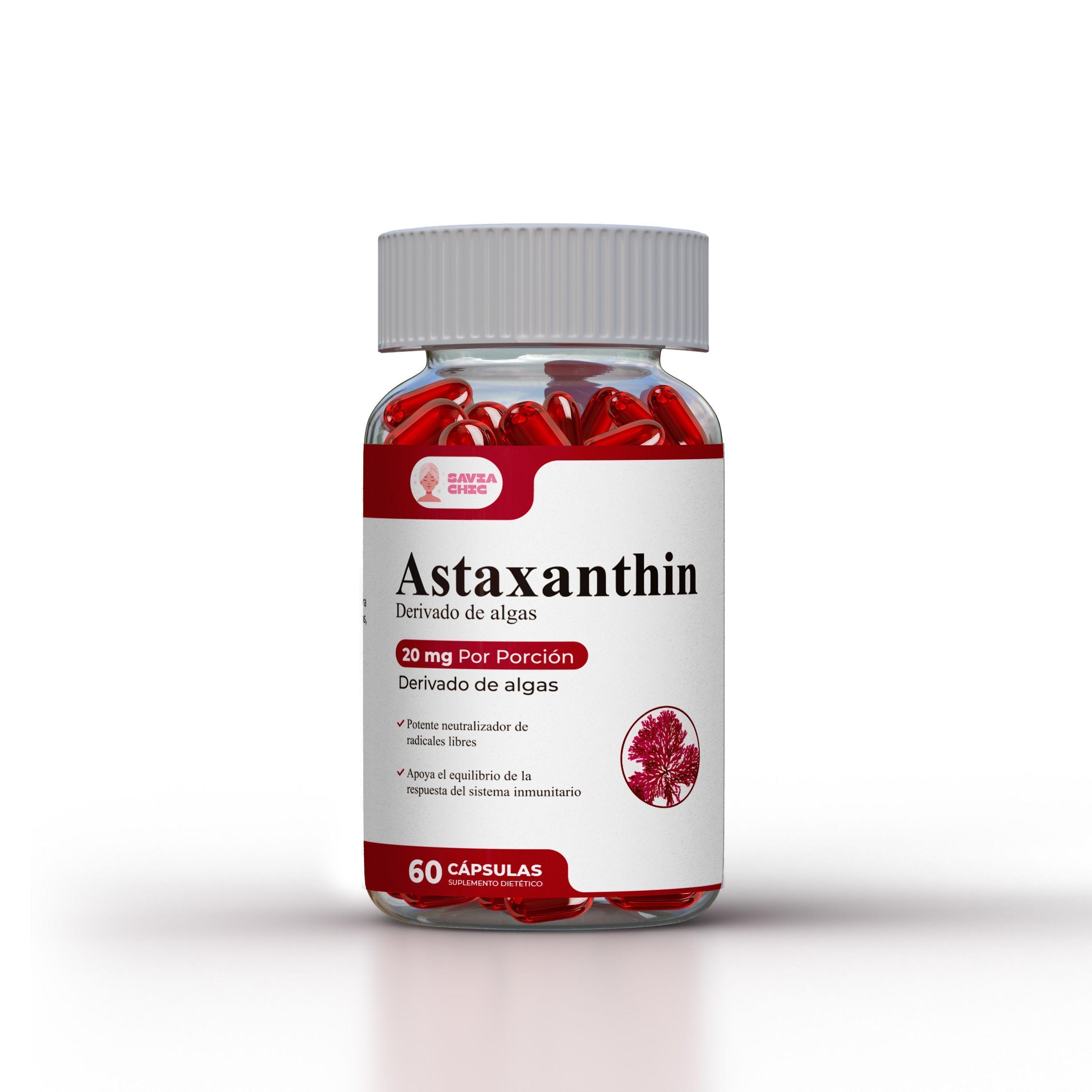 Astaxantina derivado de alga,  Antioxidantes para Piel, Ojos y Salud General 20mg 60 Capsulas-0