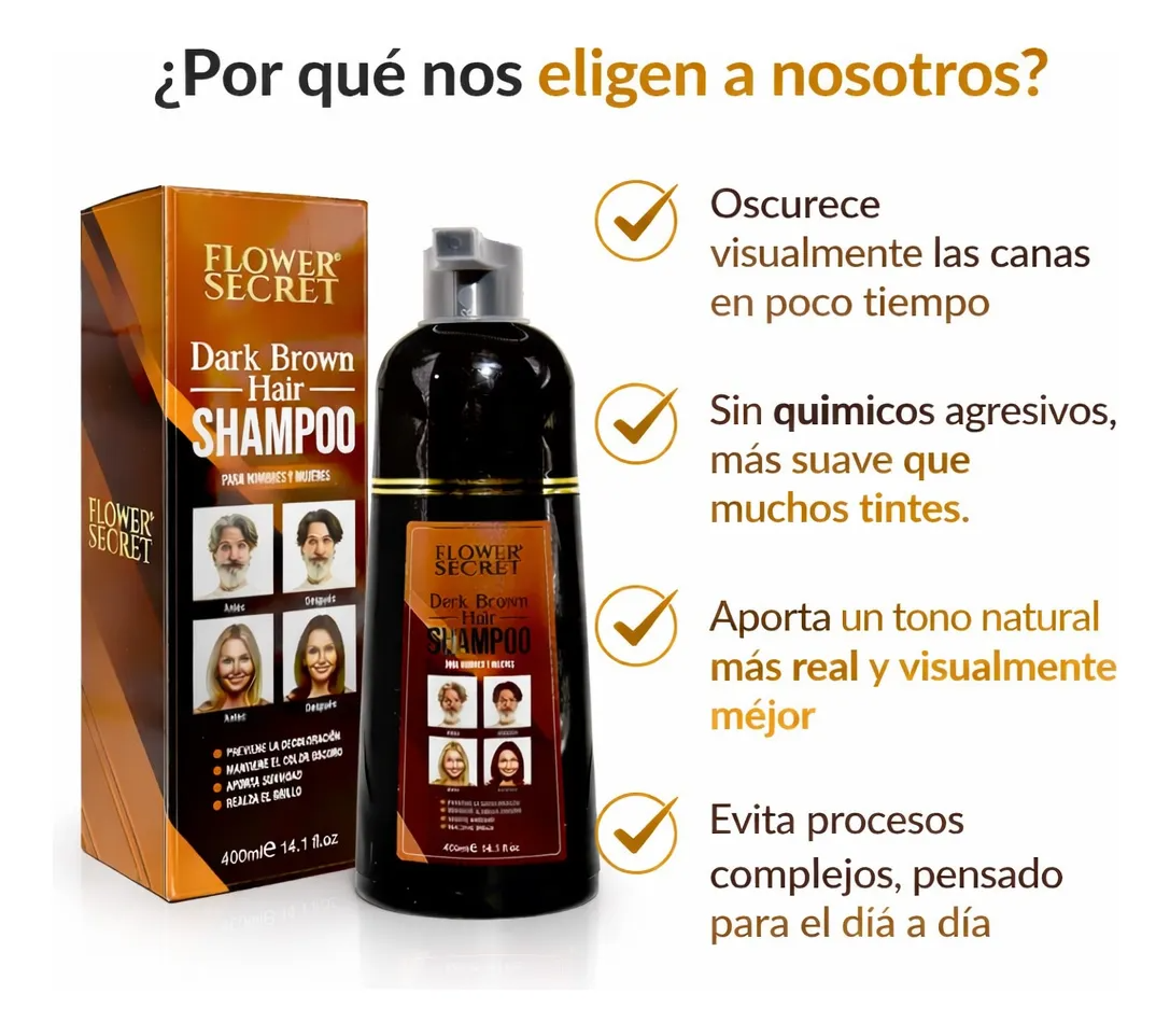 Shampoo Cubre Canas Castaño Natural Flower Secret 400ml-2