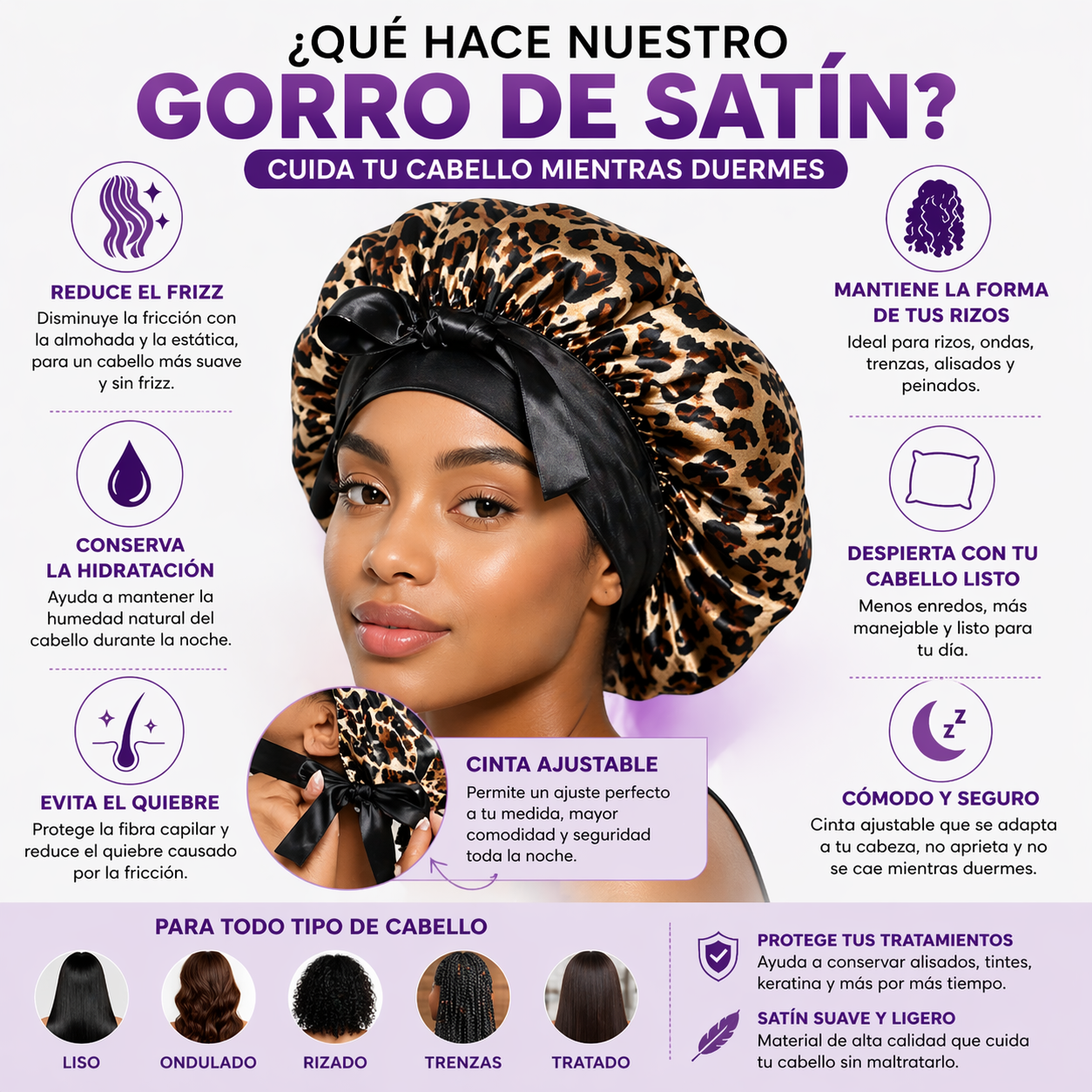 Gorro Satin Antifrizz Con Estampado 42x42 Cm-1