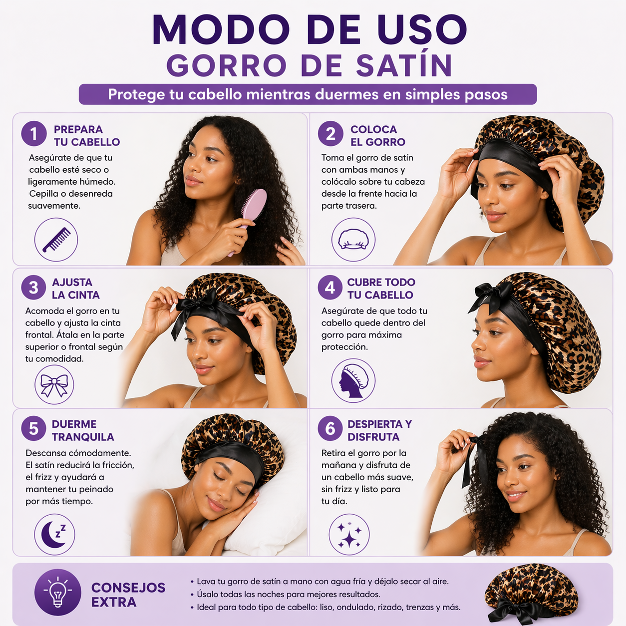 Gorro Satin Antifrizz Con Estampado 42x42 Cm-2
