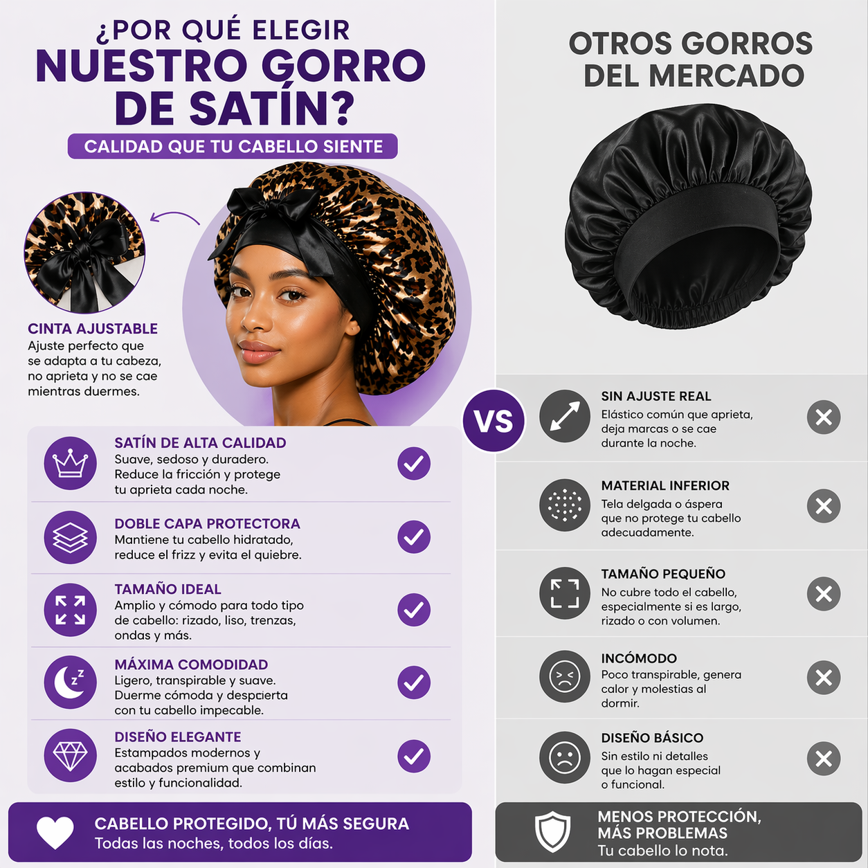 Gorro Satin Antifrizz Con Estampado 42x42 Cm-3