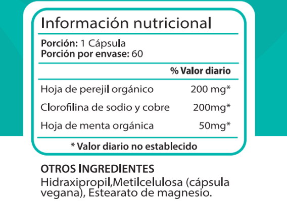 Desodorante Interno Natural de Clorofila  para los olores Corporales - 60 Capsulas-4