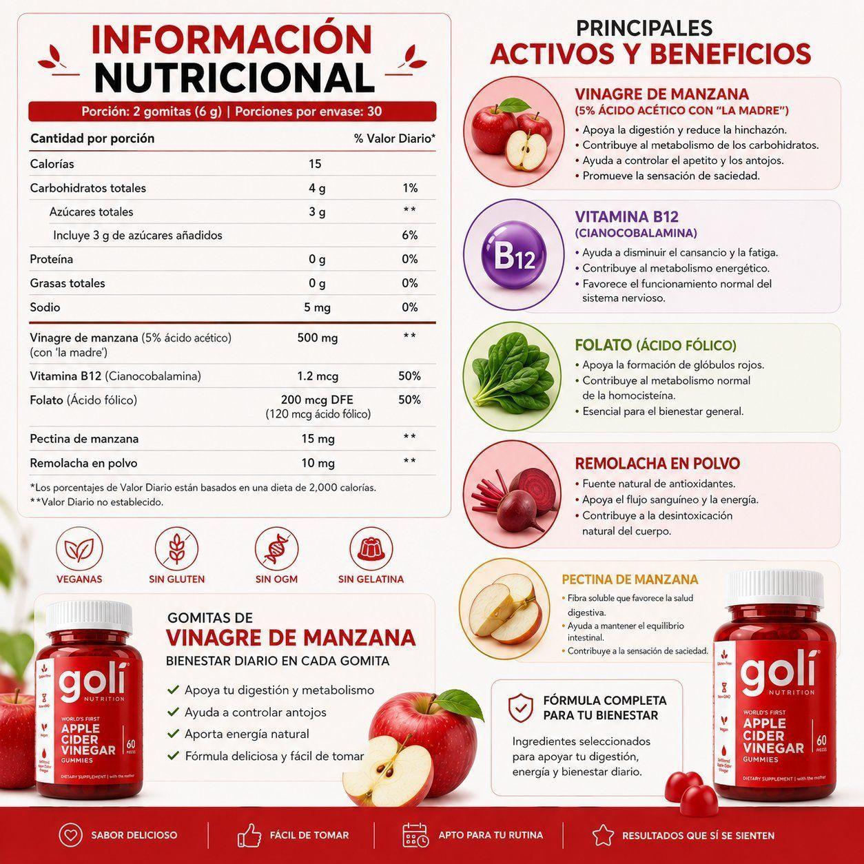 Gol Suplemento En Gomitas Vinagre De Manzana 60 Unidades-5