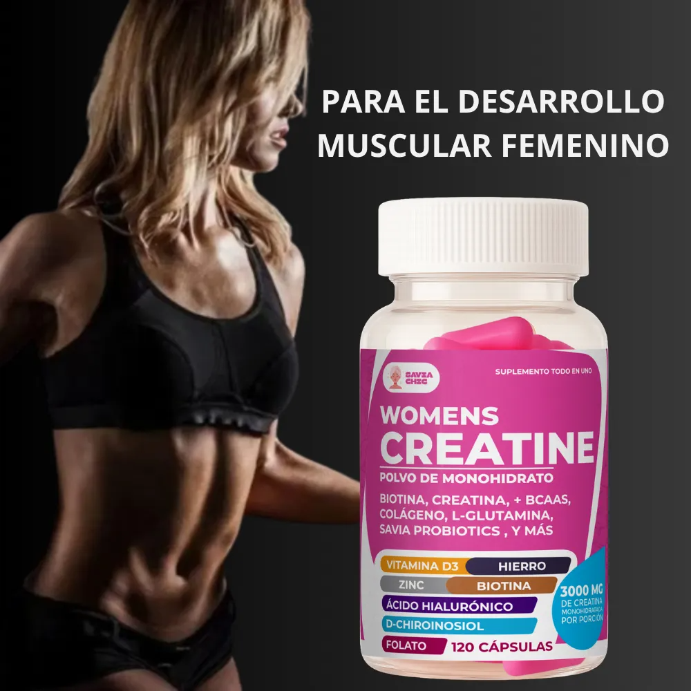 Creatina Mujer 3000 Mg + Myo-inositol + Probioticos 120 Caps Sin Sabor-5