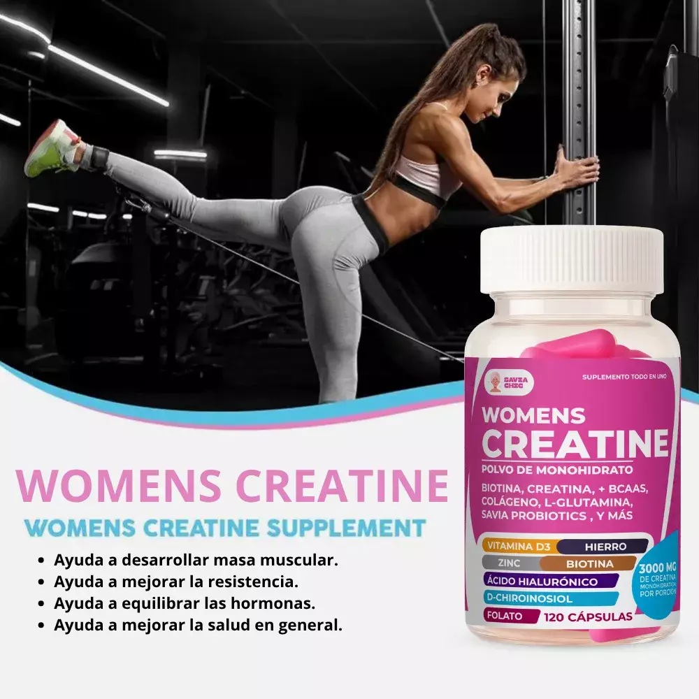 Creatina Mujer 3000 Mg + Myo-inositol + Probioticos 120 Caps Sin Sabor-6