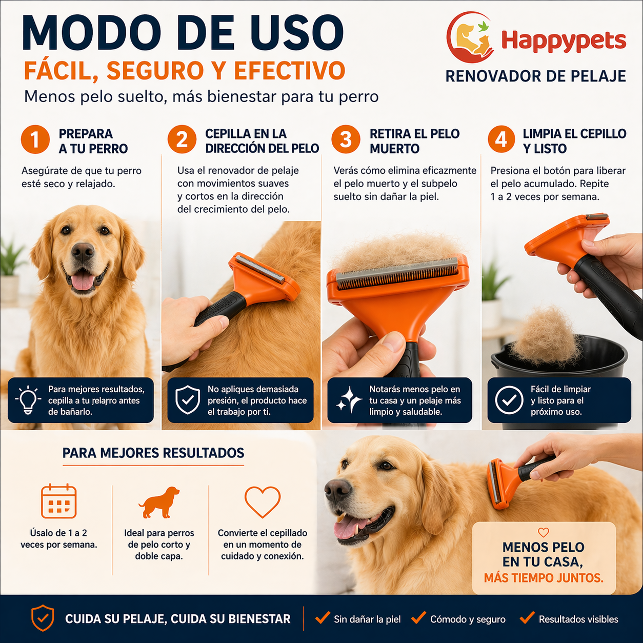 Cepillo Renovador De Pelaje Talla M Para Perros Grandes-2