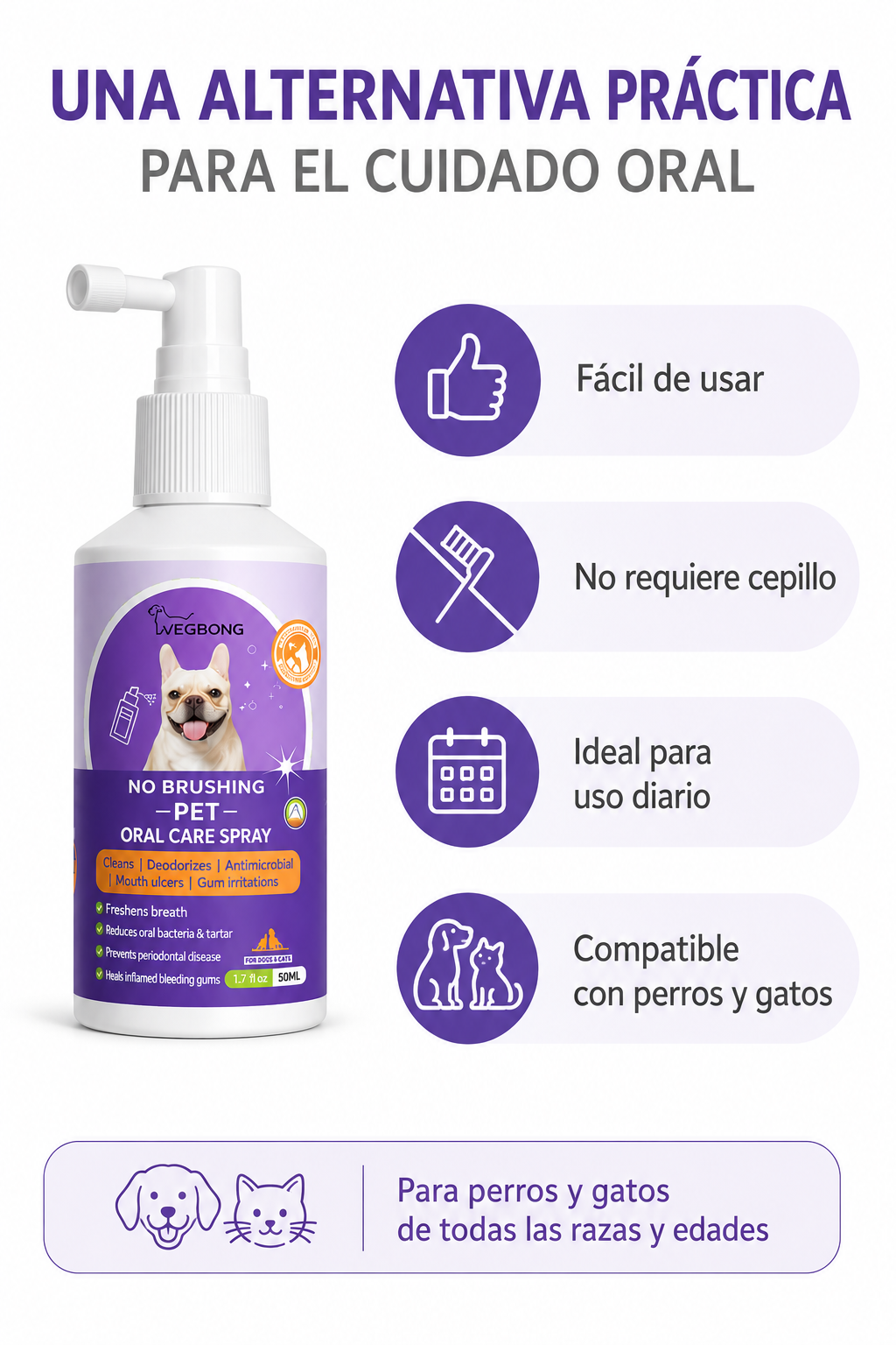 Spray Bucal Para Mascotas 50ml Elimina Sarro Mal Aliento-3