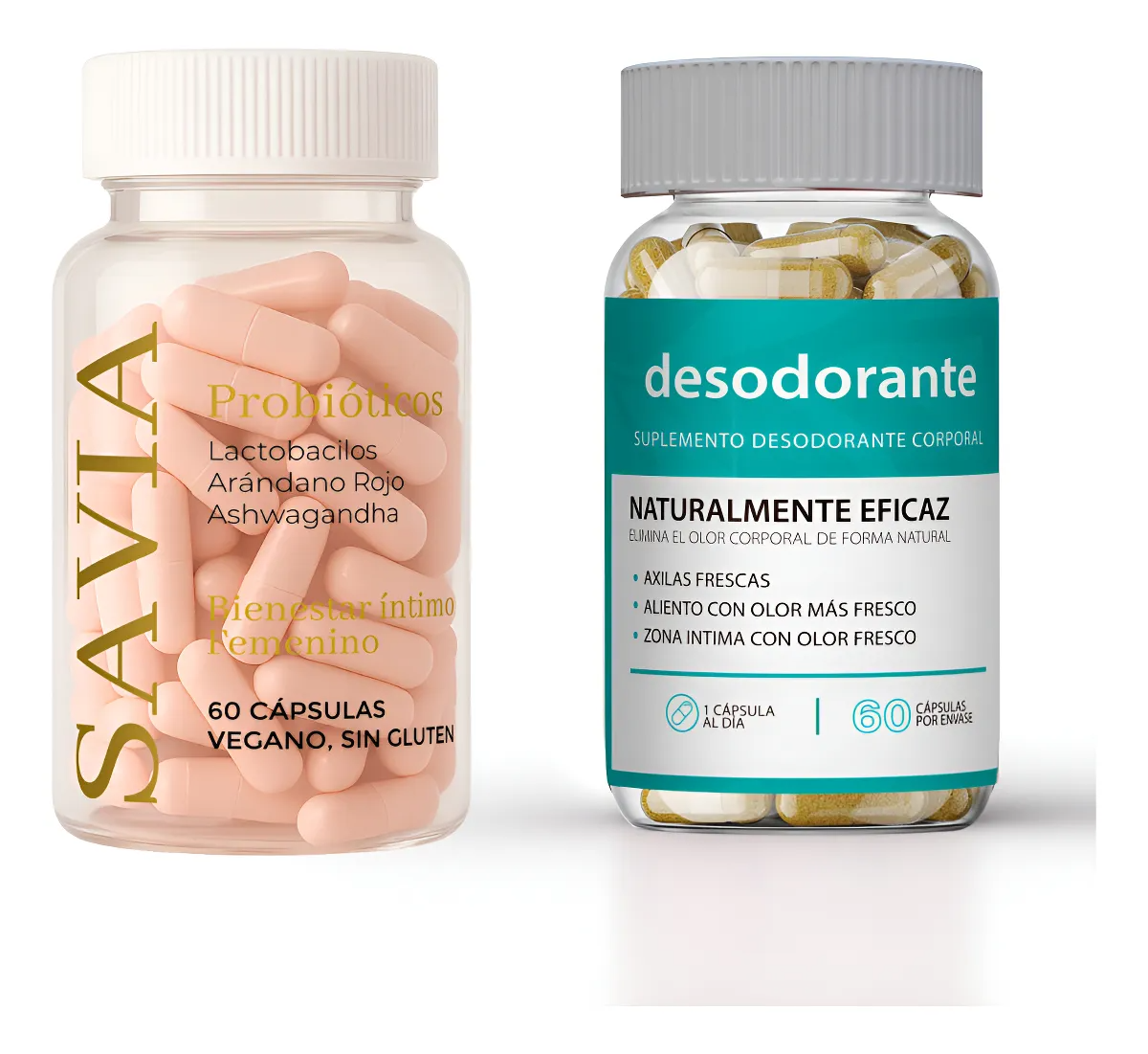 Pack Rico Olor - Savia Probioticos + Desodorante 60 Capsulas Sin Sabor-0