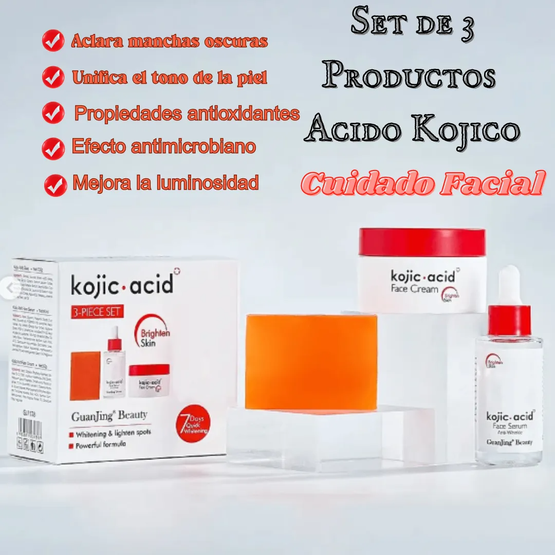 Kit De Cuidado Facial Aclarante Acido Kojico 3 Piezas-3