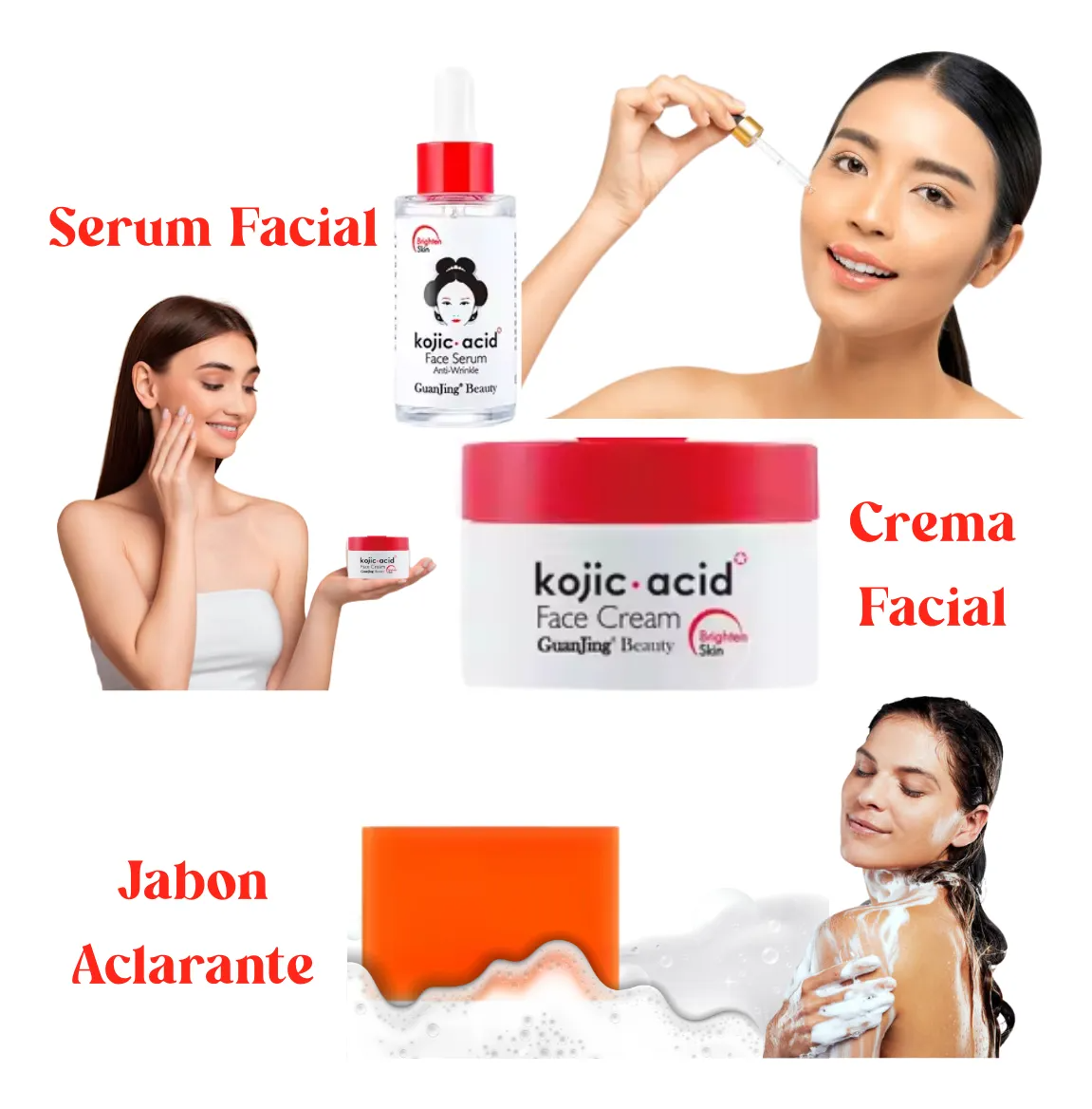 Kit De Cuidado Facial Aclarante Acido Kojico 3 Piezas-4
