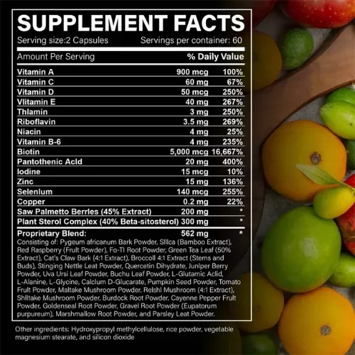 Dht Blocker Con Biotina 5000mcg Prostata Y Cabello Sin Sabor-4