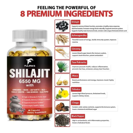 Shilajit Himalaya 6550mg 60 Cápsulas Energía Y Vitalidad Sin Sabor-4