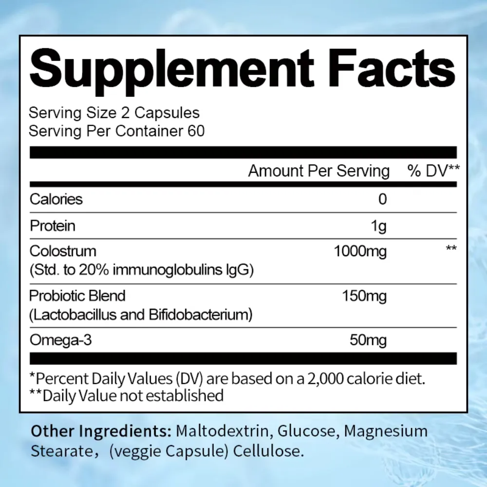 Calostro Bovino 1.200 Mg+ Probióticos + Omega-3 120 Caps Sin Sabor-4